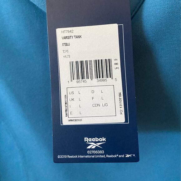 NEW Blue Reebok Varsity Collar Top Sz L - Picture 5 of 8